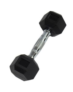 Неразборная гантель Rubber Encased Hex Dumbbells 1 x 10 кг черный Perform better