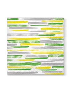 Салфетки бумажные Акварельные зеленые в полоску 3 слоя 33 х 33 см 20 шт Paw
