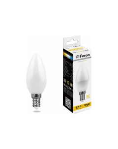 Лампа светодиодная LED 9вт E14 теплый матовая свеча код 25798 1 шт Feron