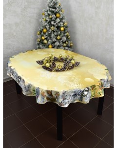 Золотые снежинки Скатерть Новогодняя овальная 200 150 см Купчиха