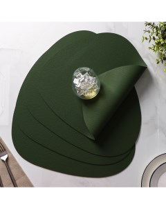 Набор салфеток сервировочных на стол Тэм 44x35 см 4 шт цвет зелёный Доляна
