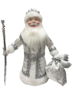 Новогодняя фигурка Дед Мороз серебряный 26x26x40 см Nobrand