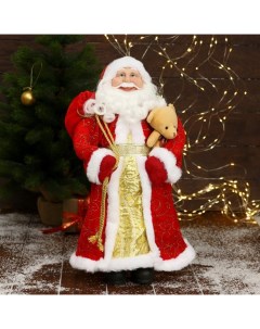 Новогодняя фигурка Дед Мороз в красной подпоясанной шубе 23x18x45 см Зимнее волшебство