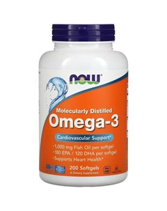 Омега 3 Omega 3 капсулы массой 1000 мг 200 softgels Now