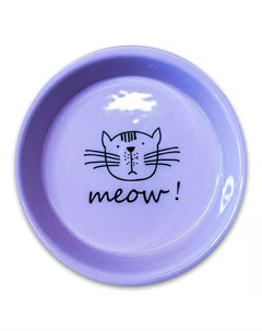 Миска для кошек Mr Kranch керамическая для кошек MEOW 200 мл сиреневая Mr.kranch