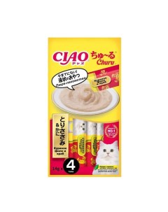 Лакомство пюре для кошек Ciao Churu Куриное филе и краб 2шт по 56г Inaba