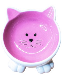 Миска для кошек Mr Kranch керамическая Мордочка кошки на ножках 100 мл розовая Mr.kranch