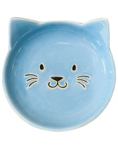 Миска для кошек Mr Kranch блюдце керамическое Мордочка кошки 80 мл голубое Mr.kranch
