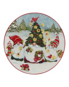 Тарелка закусочная Рождественские гномы с елочкой 22 см Certified international