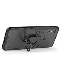 Противоударный чехол с кольцом Case для Xiaomi Redmi Note 6 Pro черный Black panther