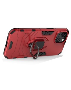 Противоударный чехол с кольцом Case для iPhone 14 красный Black panther