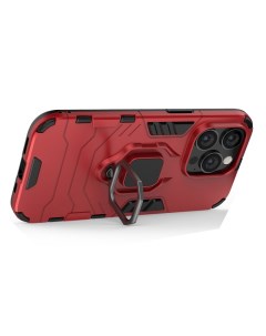 Противоударный чехол с кольцом Case для iPhone 14 Pro красный Black panther