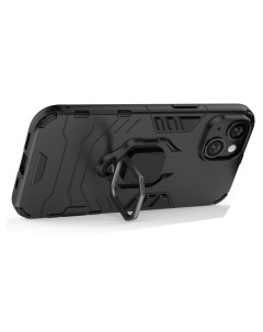 Противоударный чехол с кольцом Case для iPhone 14 Max черный Black panther