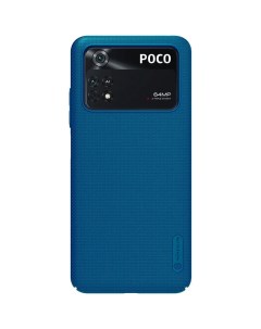 Пластиковый чехол Super Frosted Shield для Xiaomi Poco M4 Pro 4G матовый синий Nillkin