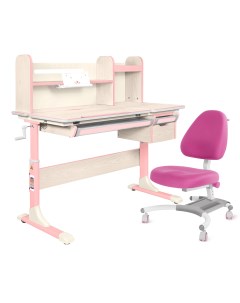 Комплект парта Genius клен розовый с розовым креслом Figra Anatomica