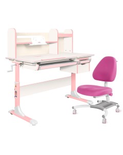 Комплект парта Genius белый розовый с розовым креслом Figra Anatomica