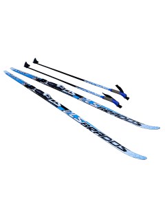 Комплект лыж Brados LS с насечкой с палками и креплениями NNN синий размер 175 см Stc