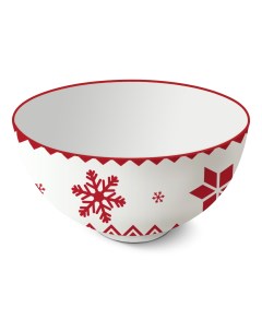 Миска Снежинка керамическая бело красная 11 см Nobrand
