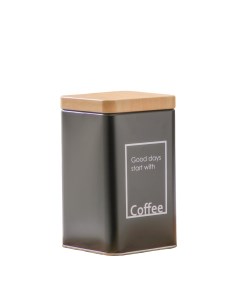 Банка для сыпучих продуктов Lifestyle кофе 9x9x15 см цвет чёрный Nobrand