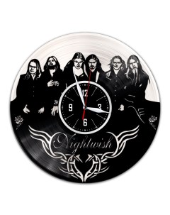Часы из виниловой пластинки c VinylLab Nightwish с серебряной подложкой (c) vinyllab