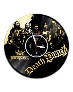 Часы из виниловой пластинки c VinylLab Five Finger Death Punch с золотой подложкой (c) vinyllab