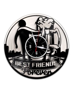 Часы из виниловой пластинки c VinylLab Beer Best Friends с серебряной подложкой (c) vinyllab