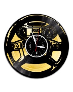 Часы из виниловой пластинки c VinylLab Руль с золотой подложкой (c) vinyllab