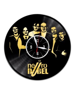 Часы из виниловой пластинки c VinylLab Нейро Дюбель с золотой подложкой (c) vinyllab