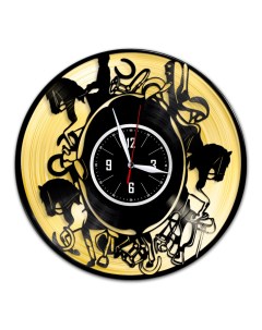 Часы из виниловой пластинки c VinylLab Конный спорт с золотой подложкой (c) vinyllab