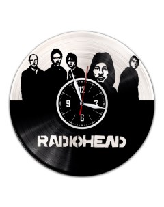 Часы из виниловой пластинки c VinylLab Radiohead с серебряной подложкой (c) vinyllab
