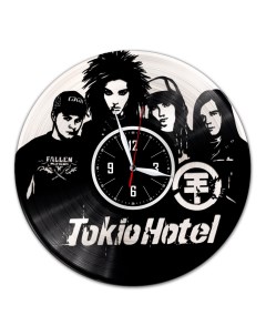 Часы из виниловой пластинки c VinylLab Tokio Hotel с серебряной подложкой (c) vinyllab