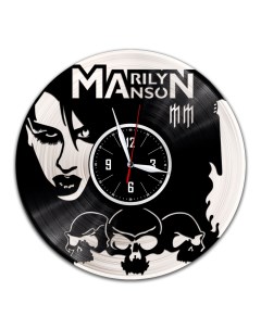 Часы из виниловой пластинки c VinylLab Marilyn Manson с серебряной подложкой (c) vinyllab