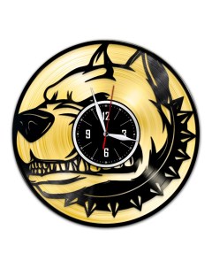 Часы из виниловой пластинки c VinylLab Сторожевой пёс с золотой подложкой (c) vinyllab
