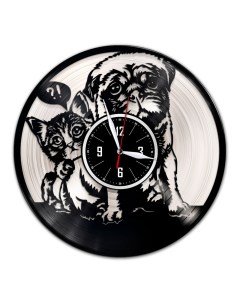 Часы из виниловой пластинки c VinylLab Лучшие друзья с серебряной подложкой (c) vinyllab
