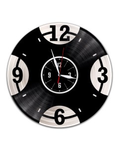 Часы из виниловой пластинки c VinylLab Цифры с серебряной подложкой (c) vinyllab