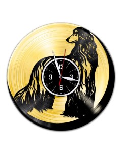 Часы из виниловой пластинки c VinylLab Афганская борзая с золотой подложкой (c) vinyllab