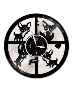 Часы из виниловой пластинки c VinylLab Чихуахуа 1 с серебряной подложкой (c) vinyllab