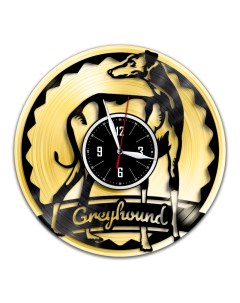 Часы из виниловой пластинки c VinylLab Грейхаунд с золотой подложкой (c) vinyllab