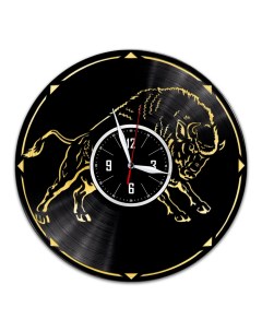 Часы из виниловой пластинки c VinylLab Зубр с золотой подложкой (c) vinyllab