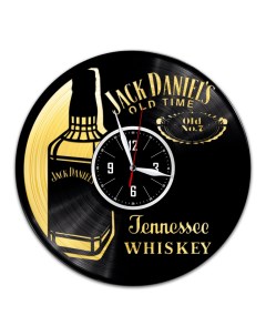Часы из виниловой пластинки c VinylLab Jack Daniels с золотой подложкой (c) vinyllab