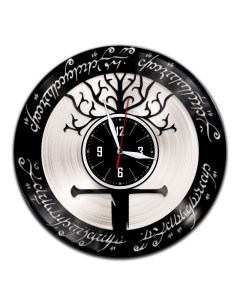 Часы из виниловой пластинки c VinylLab Властелин колец с серебряной подложкой (c) vinyllab