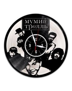 Часы из виниловой пластинки c VinylLab Мумий Тролль с серебряной подложкой (c) vinyllab
