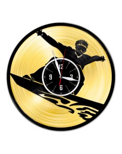 Часы из виниловой пластинки c VinylLab Сноубординг с золотой подложкой (c) vinyllab