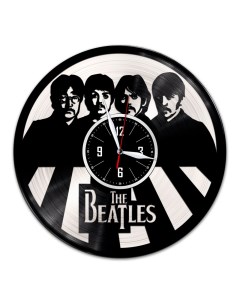 Часы из виниловой пластинки c VinylLab The Beatles с серебряной подложкой (c) vinyllab
