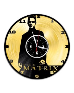 Часы из виниловой пластинки c VinylLab Нео Матрица с золотой подложкой (c) vinyllab