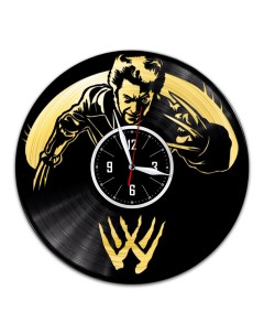 Часы из виниловой пластинки c VinylLab Росомаха с золотой подложкой (c) vinyllab