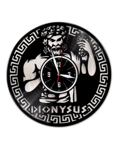 Часы из виниловой пластинки c VinylLab Дионис с серебряной подложкой (c) vinyllab