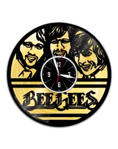 Часы из виниловой пластинки c VinylLab Bee Gees с золотой подложкой (c) vinyllab