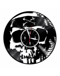 Часы из виниловой пластинки c VinylLab Пиратский Череп (c) vinyllab