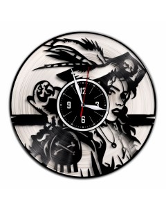 Часы из виниловой пластинки c VinylLab Пиратка с серебряной подложкой (c) vinyllab